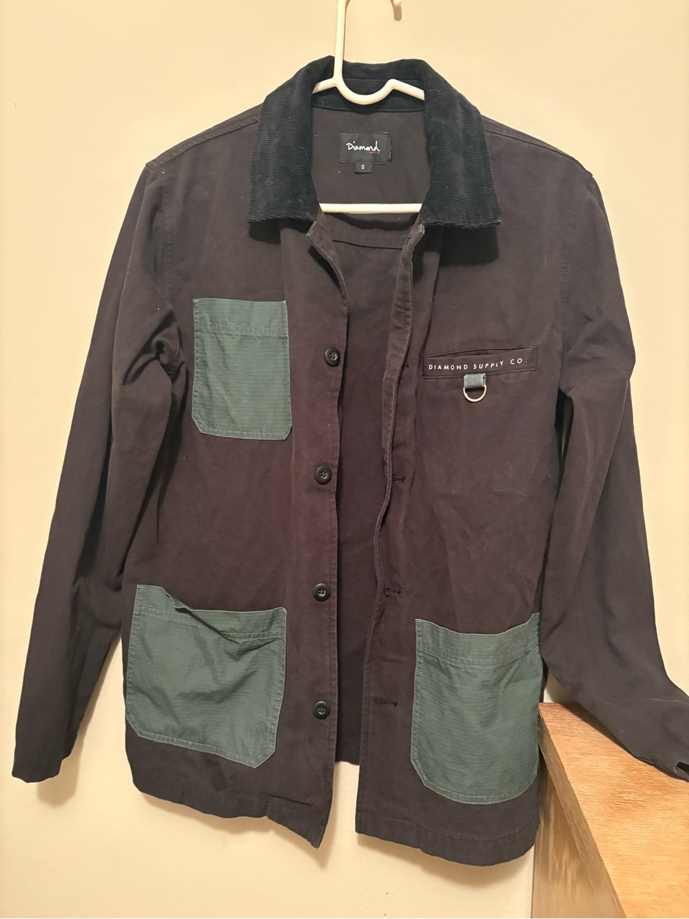 Diamond Supply Co. Black Field Jacket with Green Patch Pockets